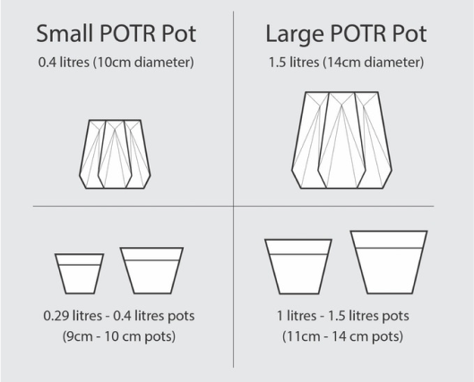 pots dimensions
